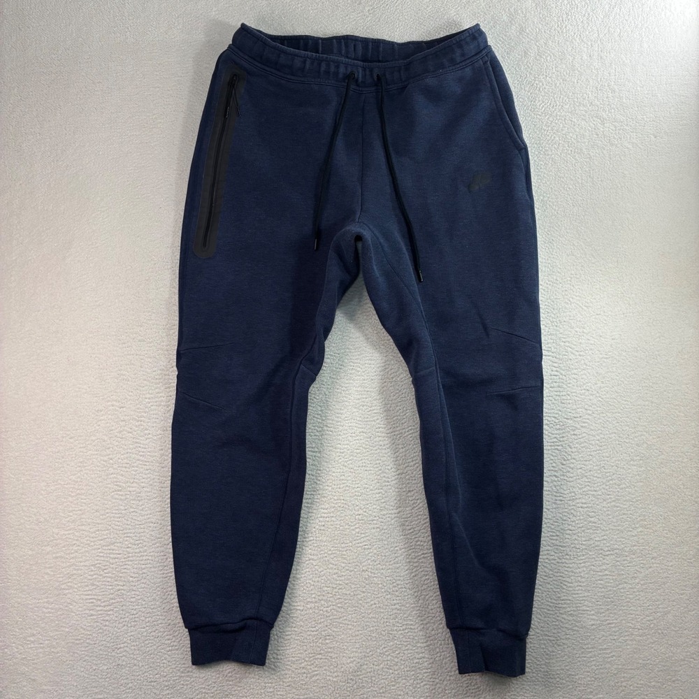 Nike Tech Fleece Jogger Pants Men L Blue Tapered Sweatpants Stretch FB8002-473‎